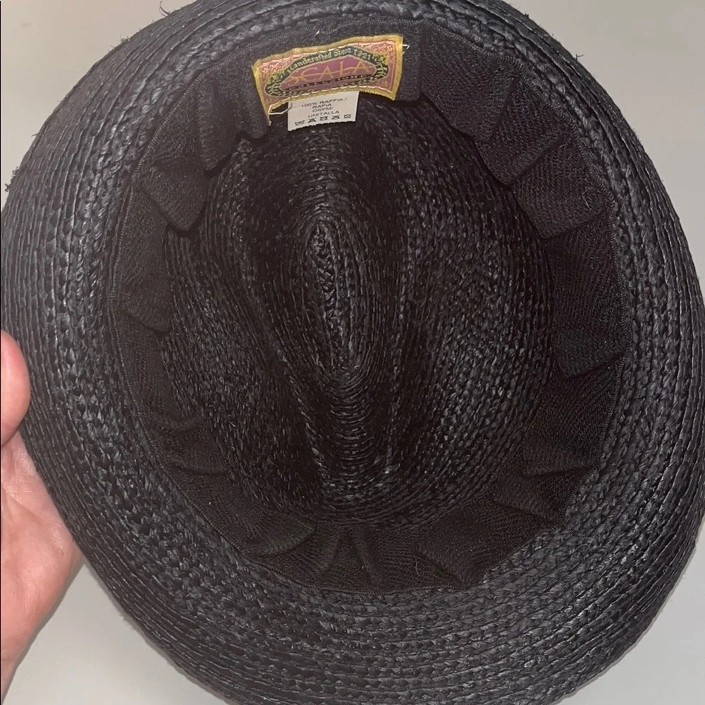 Scala Black Raffia / Straw Fedora Hat one size - preowned